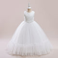 White A-Line Tulle Maxi Dress for Girls