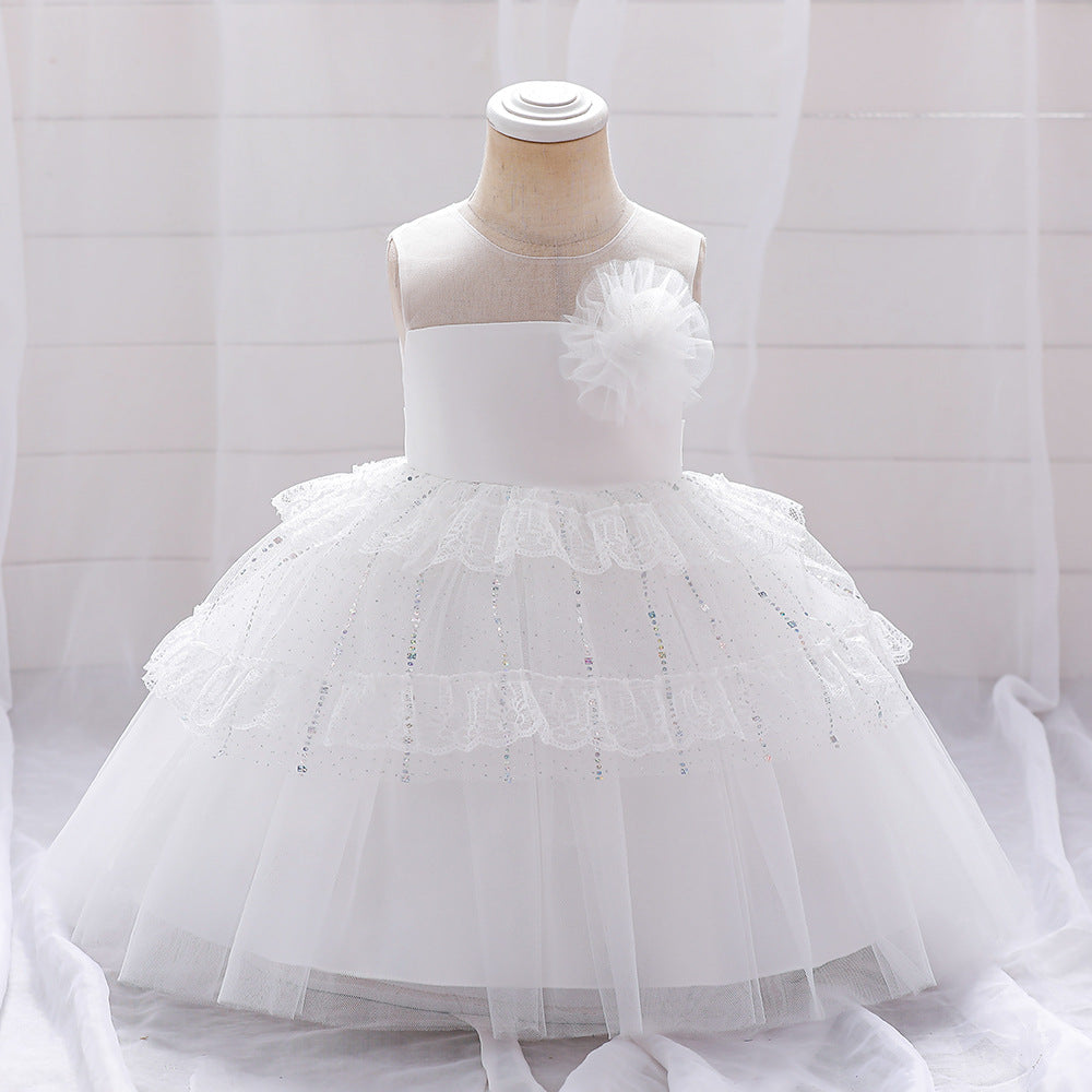 Baby Girl White Off-Shoulder Princess Dress – Cute Party & Formal Outfit 9-24 Months