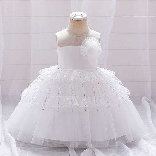 Baby Girl White Off-Shoulder Princess Dress – Cute Party & Formal Outfit 9-24 Months