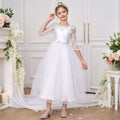 White Off-Shoulder A-Line Tulle Flower Girl Dress