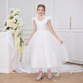 White Tulle Sequin A-Line Princess Dress for Girls