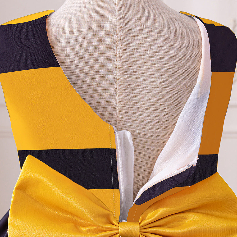 Cute Yellow Bee Cartoon Puffy Dress for Kids – Party & Cosplay Outfit