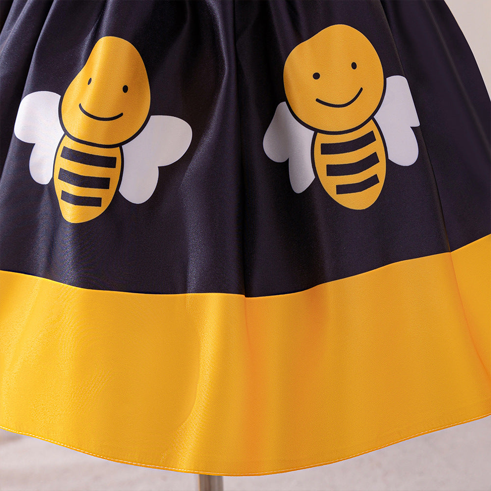 Cute Yellow Bee Cartoon Puffy Dress for Kids – Party & Cosplay Outfit